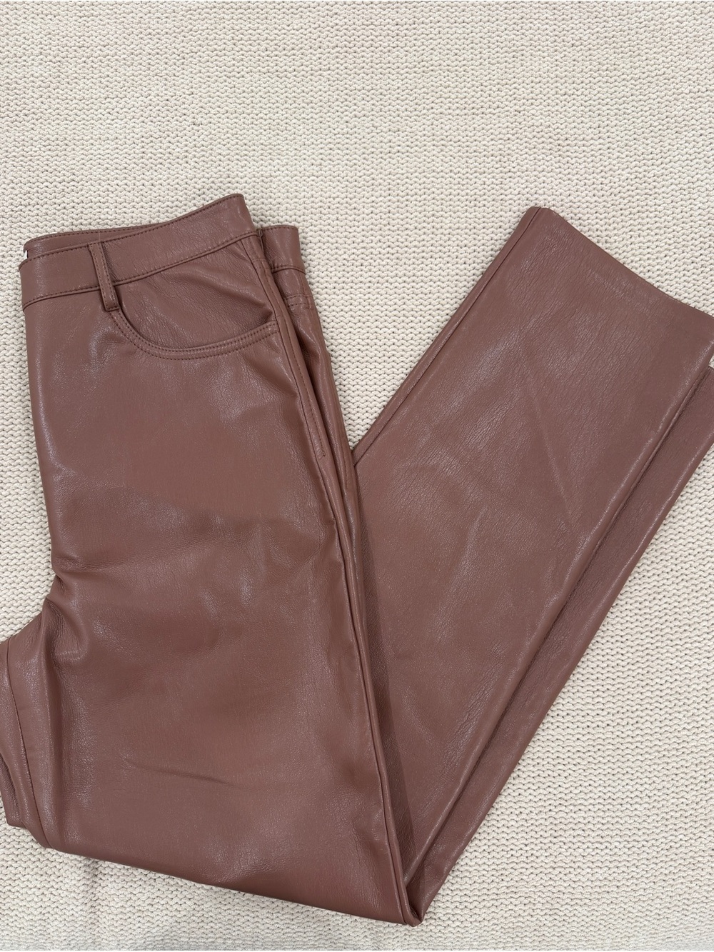 Wilfred Straight-Leg Faux Leather Pants in Rich Brown